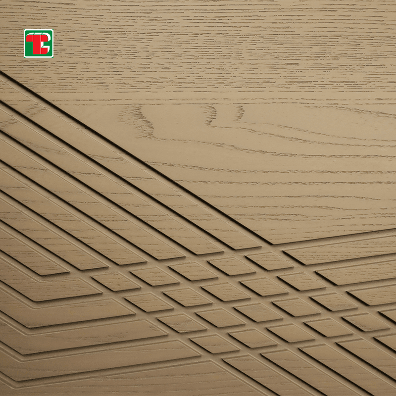 Abstract Line Carving 3D wood wall panel decorative wood panel 4