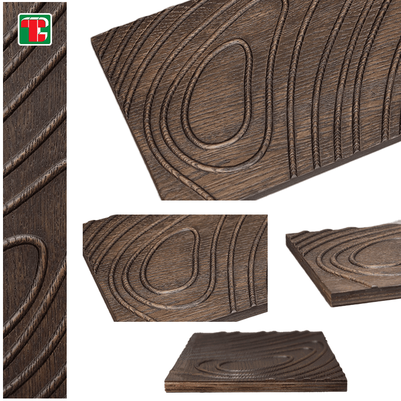 Artistic Swirl Carving 3D wood wall panel decorative wood panel 5