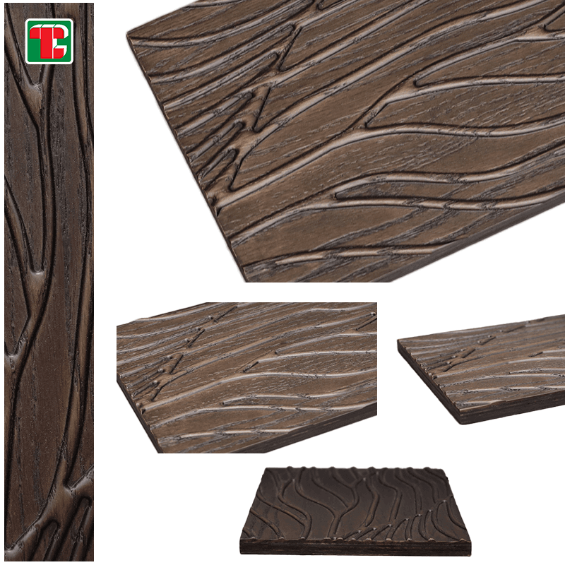 Flowing Line Carving 3D wood wall panel decorative wood panel 5