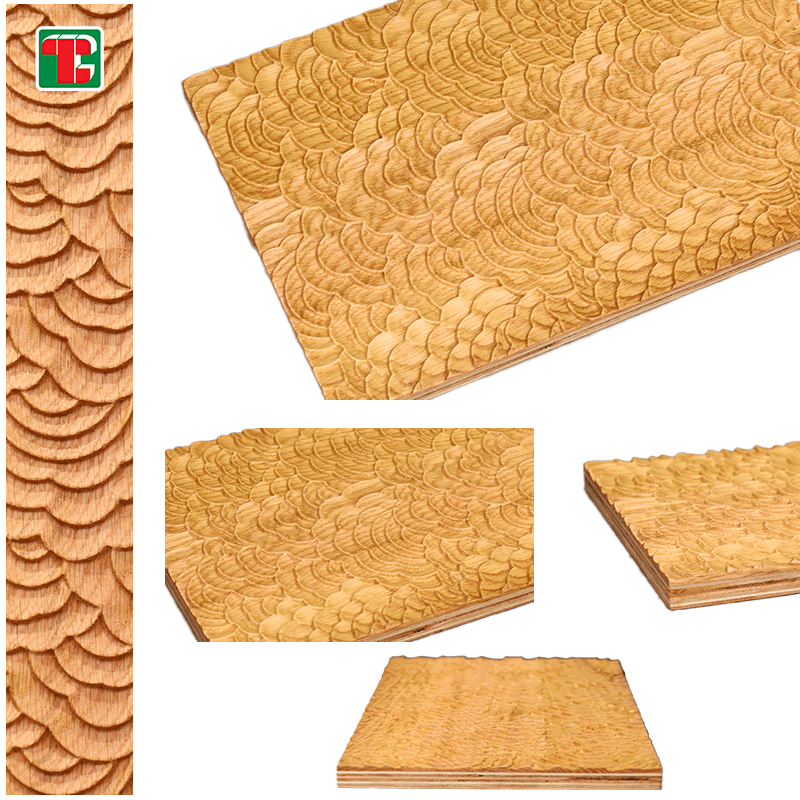 Golden Wave Pattern 3D wood wall panel decorative wood panel 5