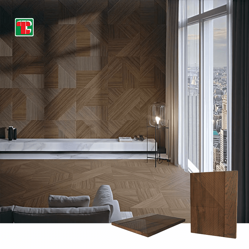 Walnut Chevron Groove 3D wood wall panel decorative wood panel 3