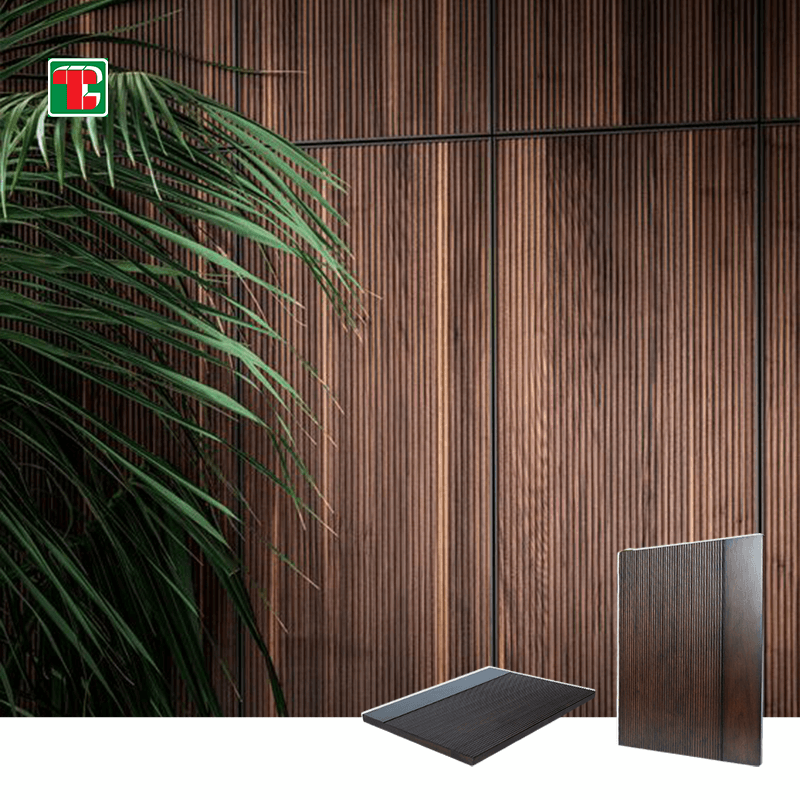Walnut Vertical Groove 3D wood wall panel decorative wood panel 6