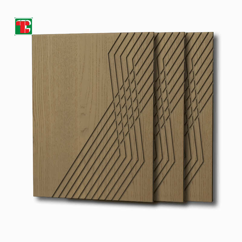 Abstract Line Carving 3D wood wall panel decorative wood panel