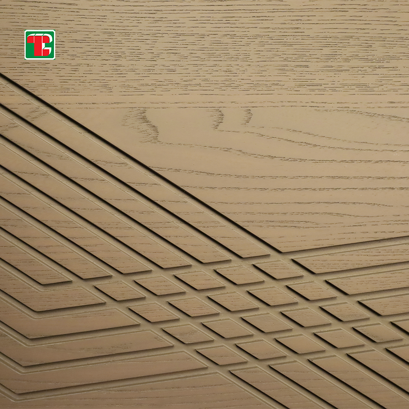 Abstract Line Carving 3D wood wall panel decorative wood panel 4