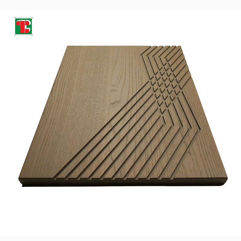 Abstract Line Carving 3D wood wall panel decorative wood panel 5