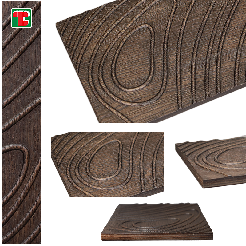 Artistic Swirl Carving 3D wood wall panel decorative wood panel 5