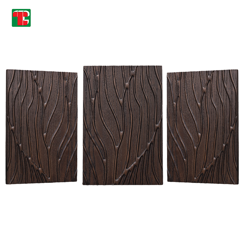 Flowing Line Carving 3D wood wall panel decorative wood panel 2