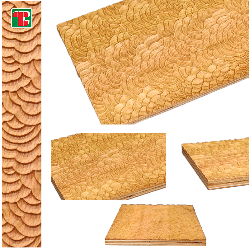 Golden Wave Pattern 3D wood wall panel decorative wood panel 5