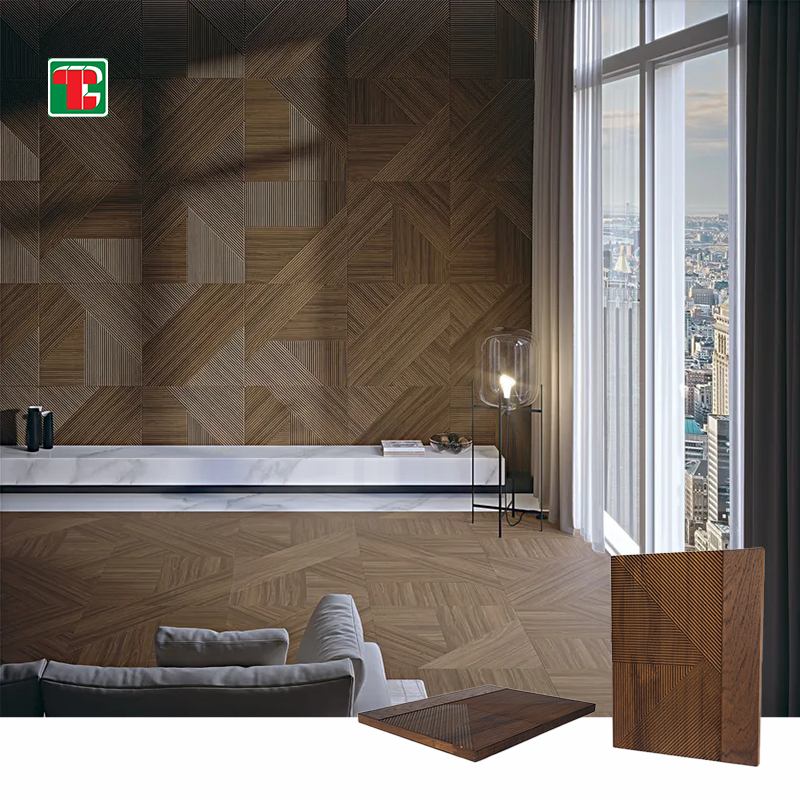 Walnut Chevron Groove 3D wood wall panel decorative wood panel 3