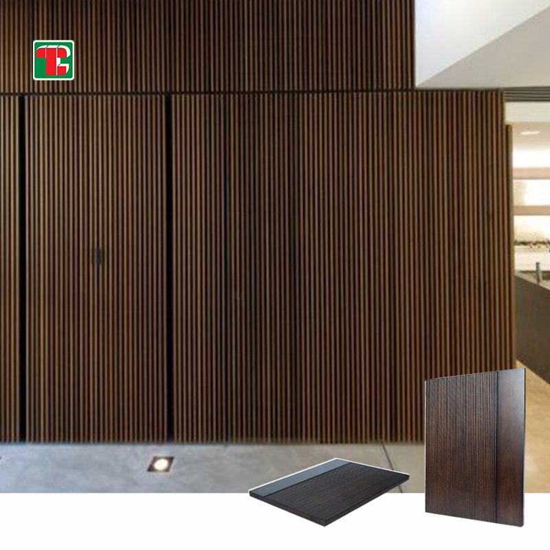 Walnut Vertical Groove 3D wood wall panel decorative wood panel 5